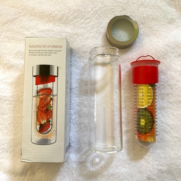 NIB Asobu Glass Water Bottle With Fruit Infuser Exercise Fitness Healthy - Picture 12 of 12